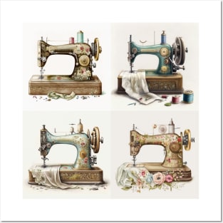 Vintage Sewing Machines Group Posters and Art